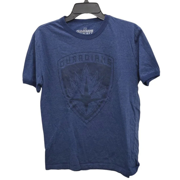 Marvel Guardians of the Galaxy Navy‎ Distressed Crest Logo Ringer Tee Adult M - Picture 1 of 5